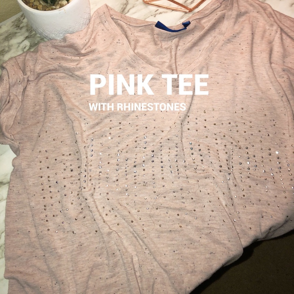 Pink tee with silver rhinestones